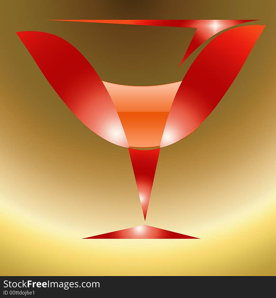 A red glass illustrated in computer as having alcohloic drink