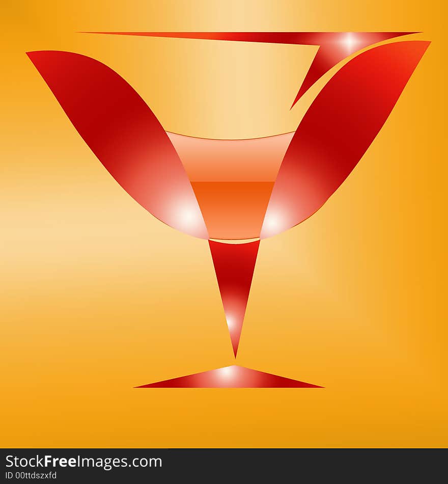 A red glass illustrated in computer as having alcohloic drink