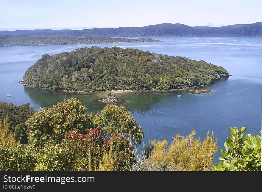 Small island in stewart island bay,New zealand