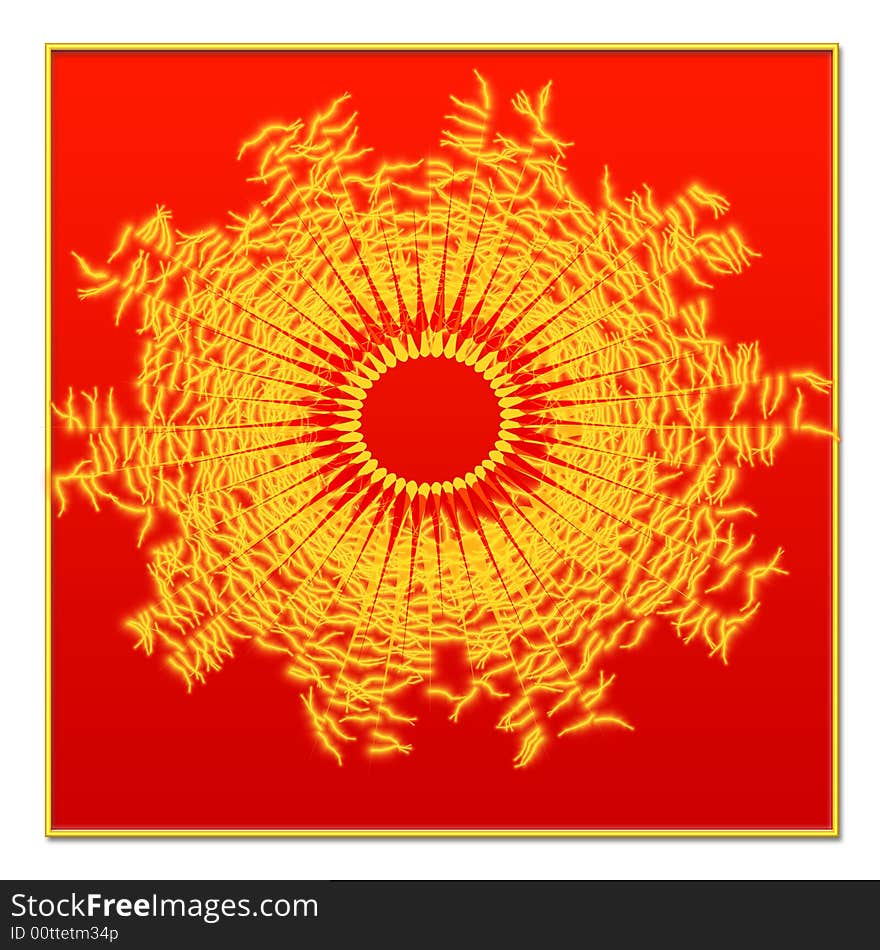 A red ball illustrated in computer showing its magnificient rays. A red ball illustrated in computer showing its magnificient rays.