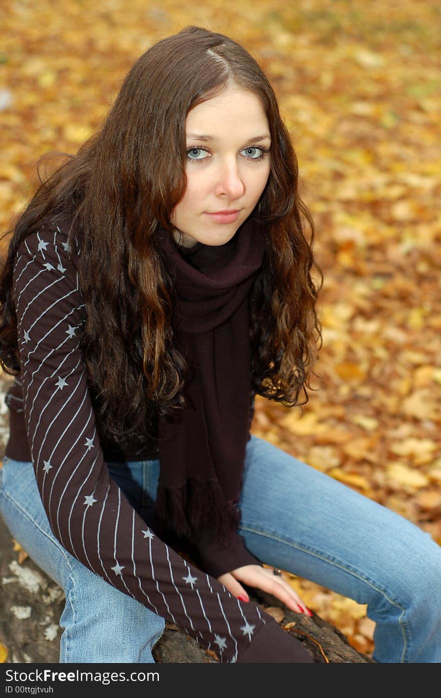 Teenage girl in the autumn forest. Teenage girl in the autumn forest