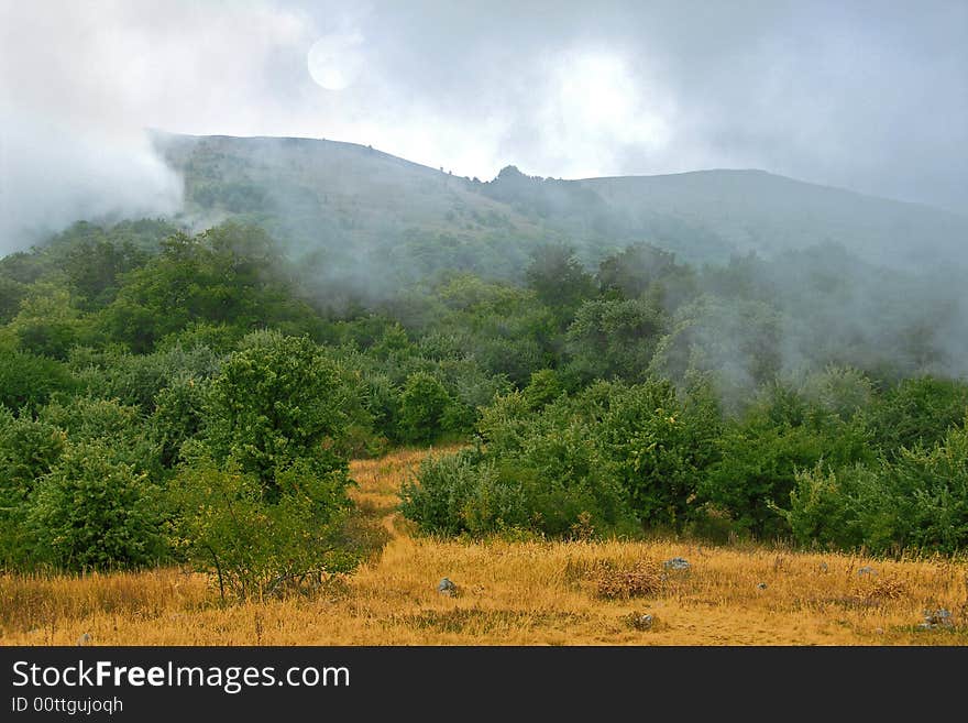 Landscape of the Crimea mountains (Demerdji). Picture of clouds creation. Landscape of the Crimea mountains (Demerdji). Picture of clouds creation.