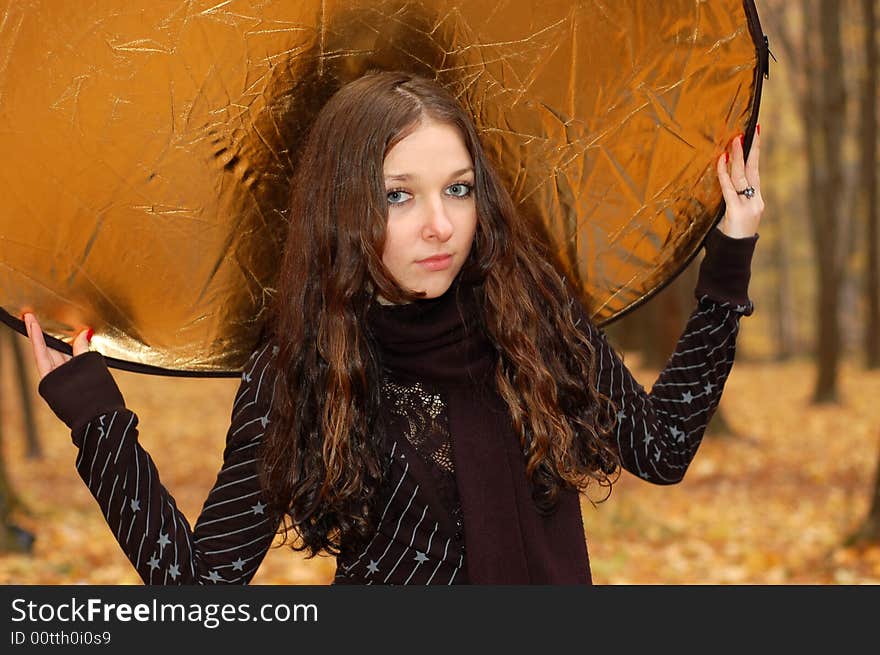 Teenage girl in the autumn forest. Teenage girl in the autumn forest