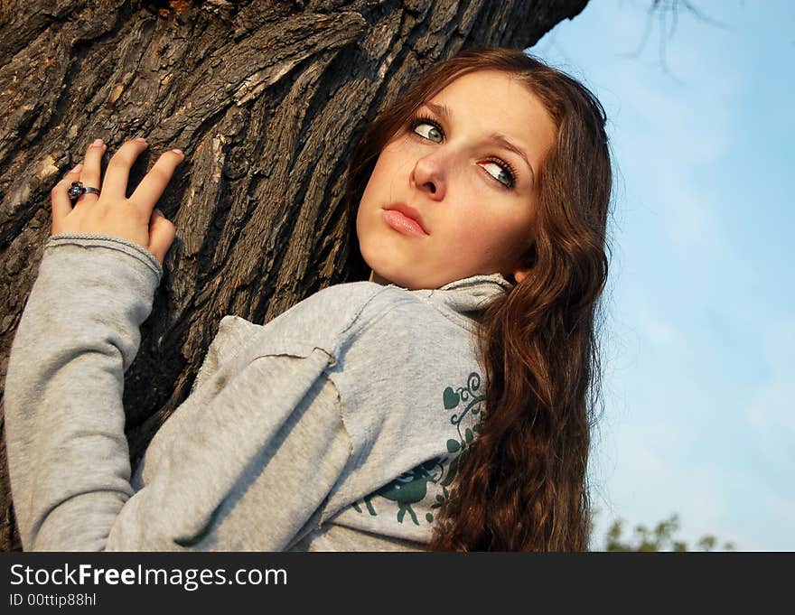 Girl Near The Tree