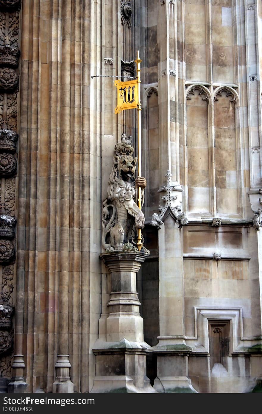 Lion, Gold Flag - Royal Symbol. London