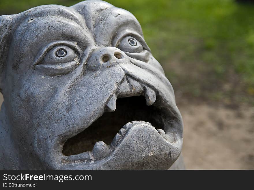 The stone sculpture which stands in the park