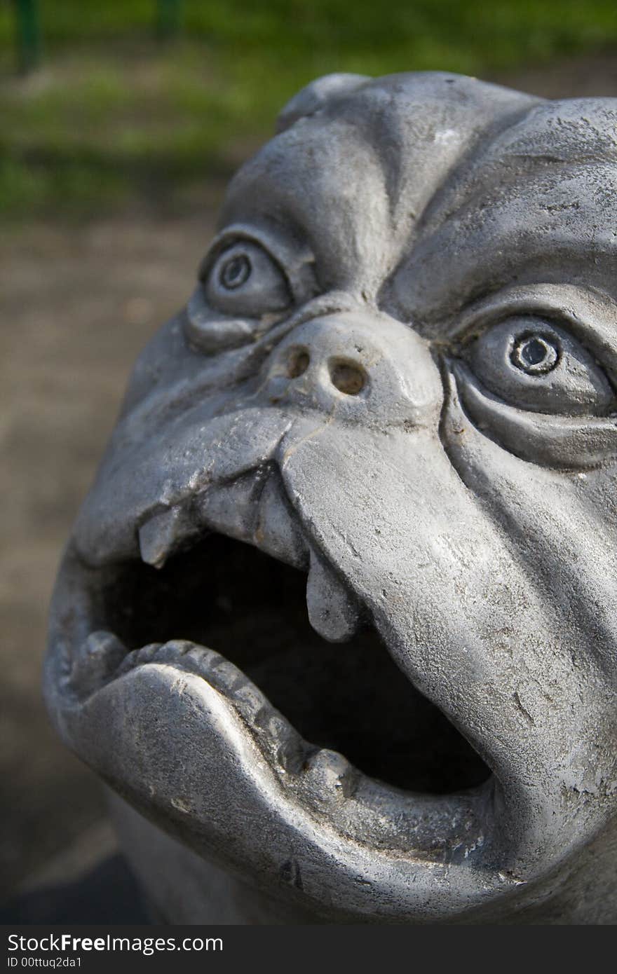 The stone sculpture which stands in the park