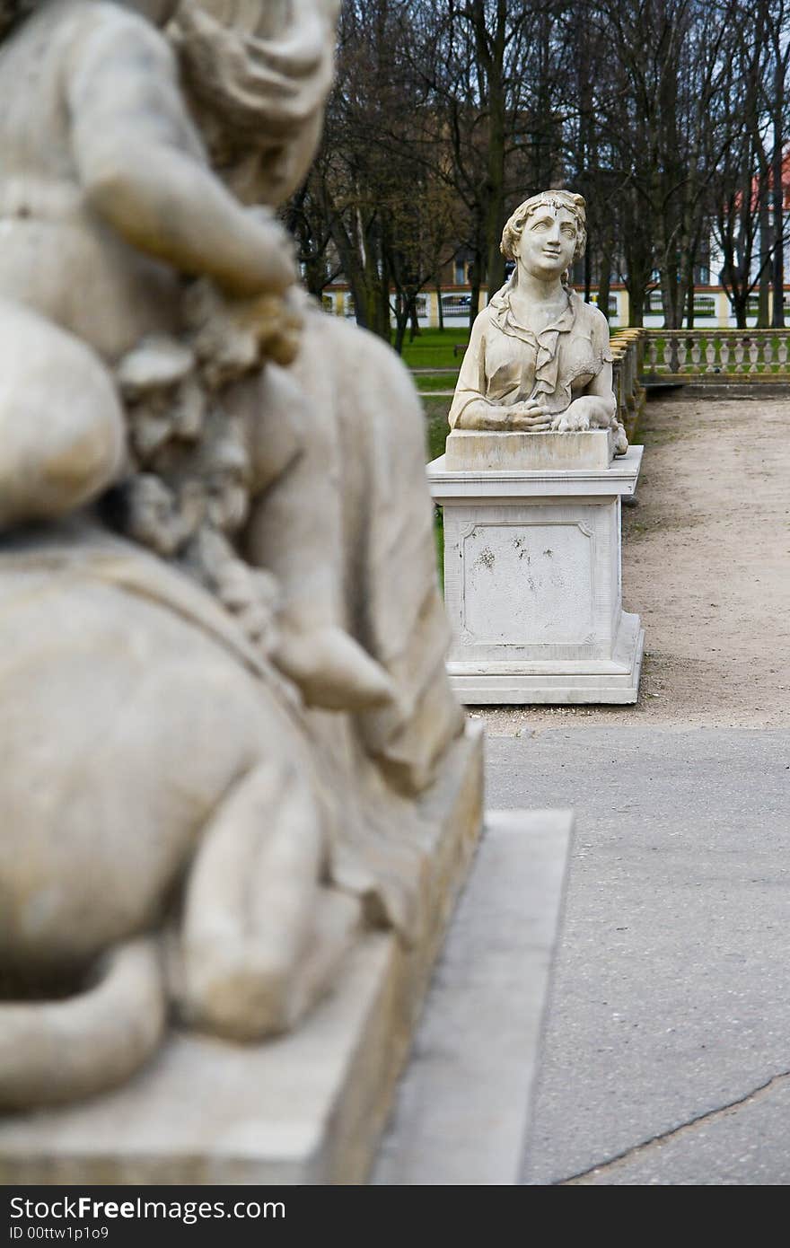 The stone sculpture which stands in the park