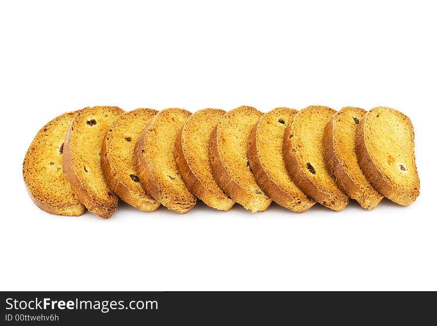 Isolated photo of several crispy and tasty crackers