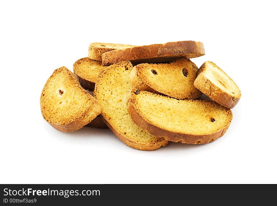 Isolated photo of several crispy and tasty crackers. Isolated photo of several crispy and tasty crackers