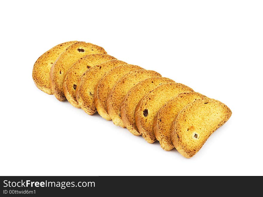 Isolated photo of several crispy and tasty crackers. Isolated photo of several crispy and tasty crackers