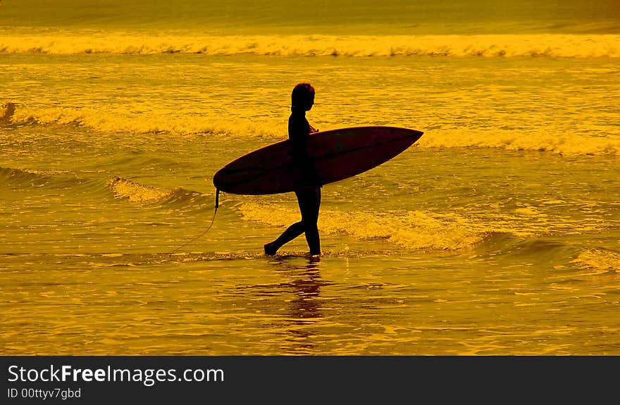 Female Surfer Silhouette