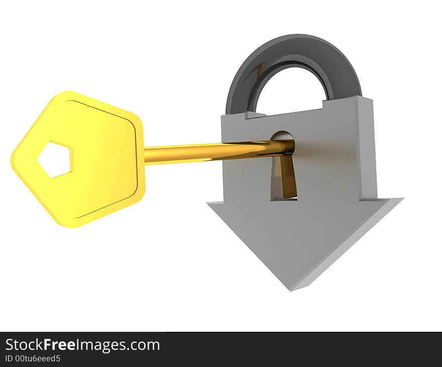 Gold key and the silver lock. Gold key and the silver lock