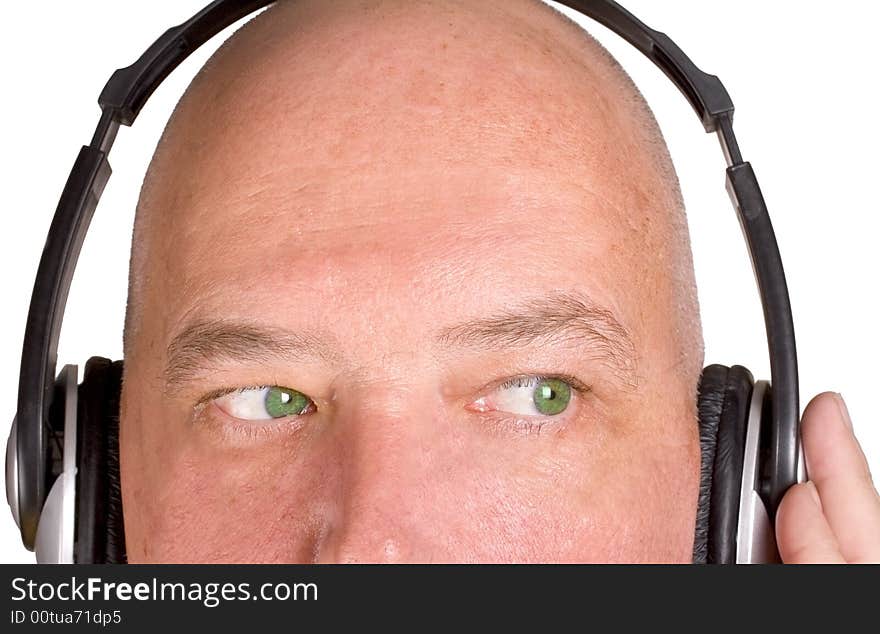 Male listening to music on headpohones