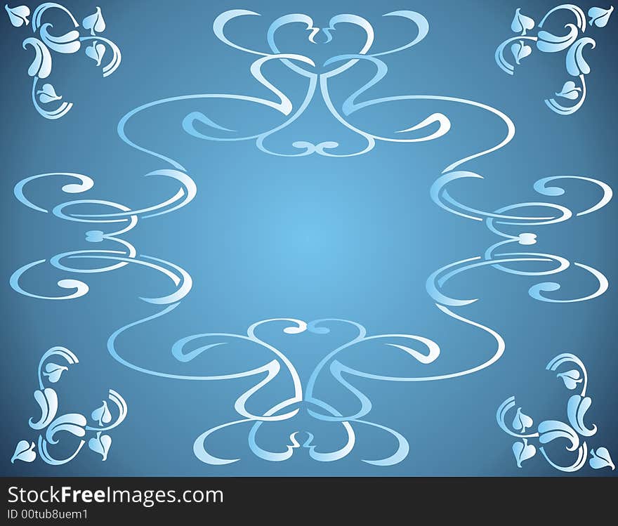 Blue and white floral background -  illustration. Blue and white floral background -  illustration