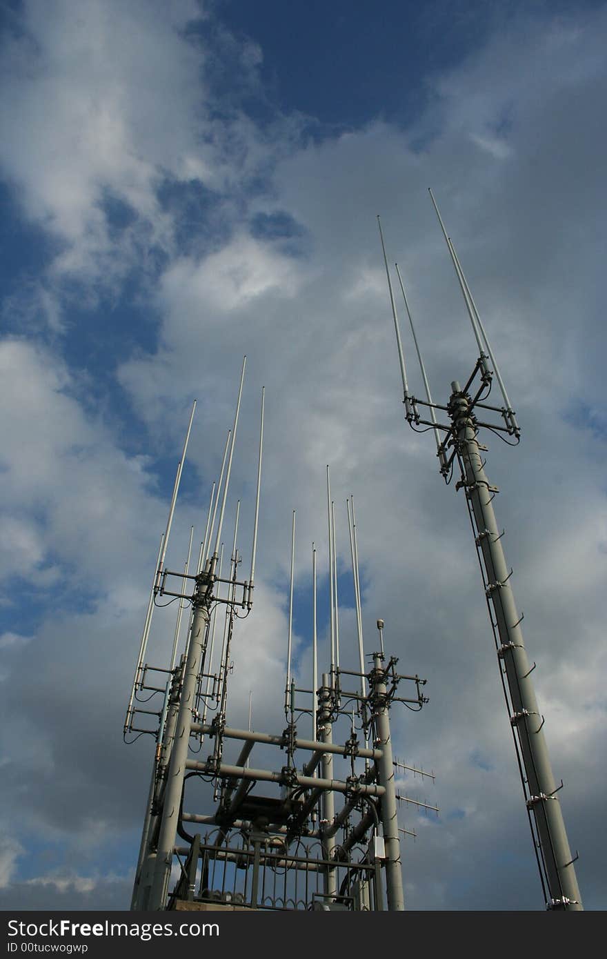 Large antennas pointing to the sky