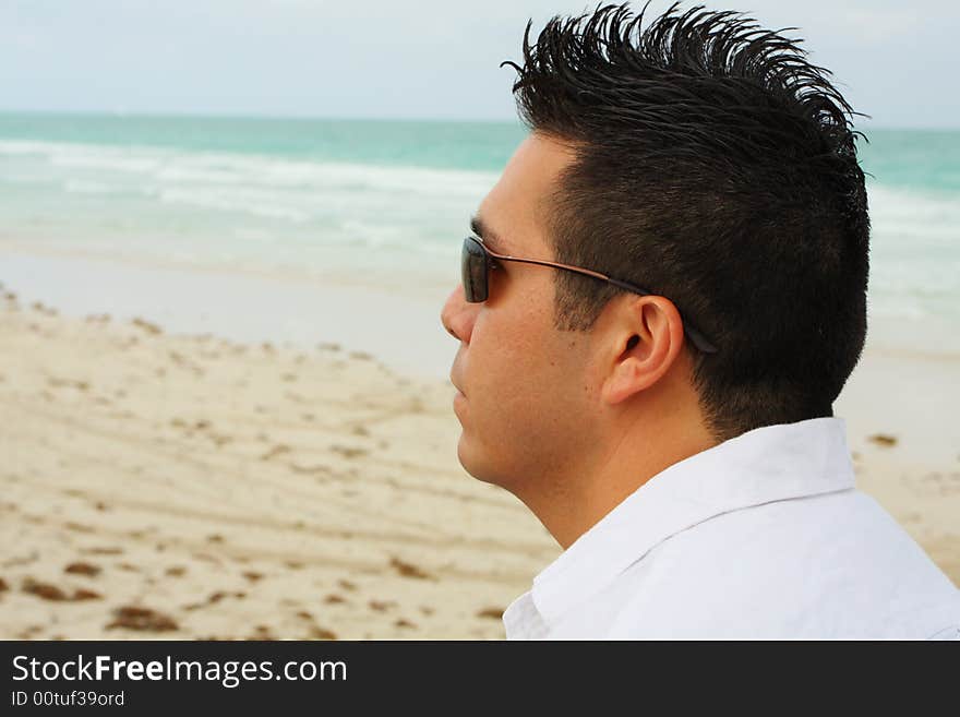 Man looking out at the water. Man looking out at the water