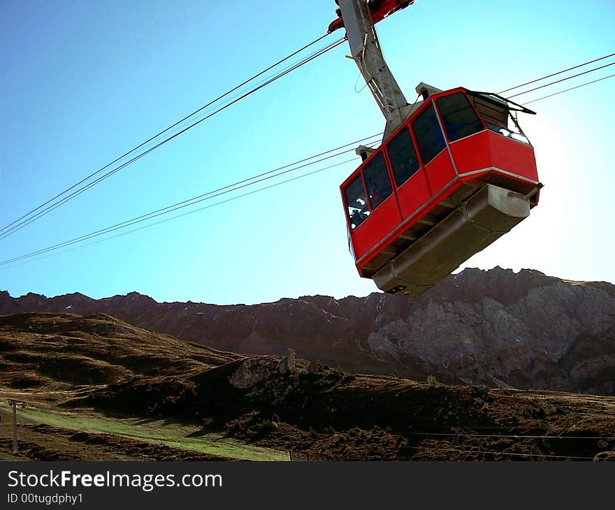 Cable car come on the mountain in switzerland