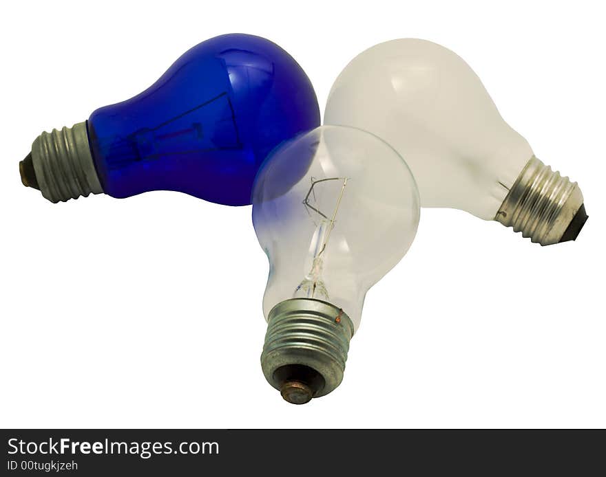 Three Electric Lamps On A White Background.