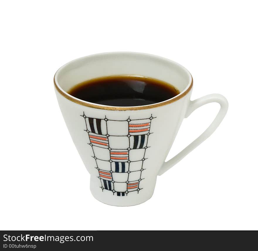 Coffee in cup on white background.