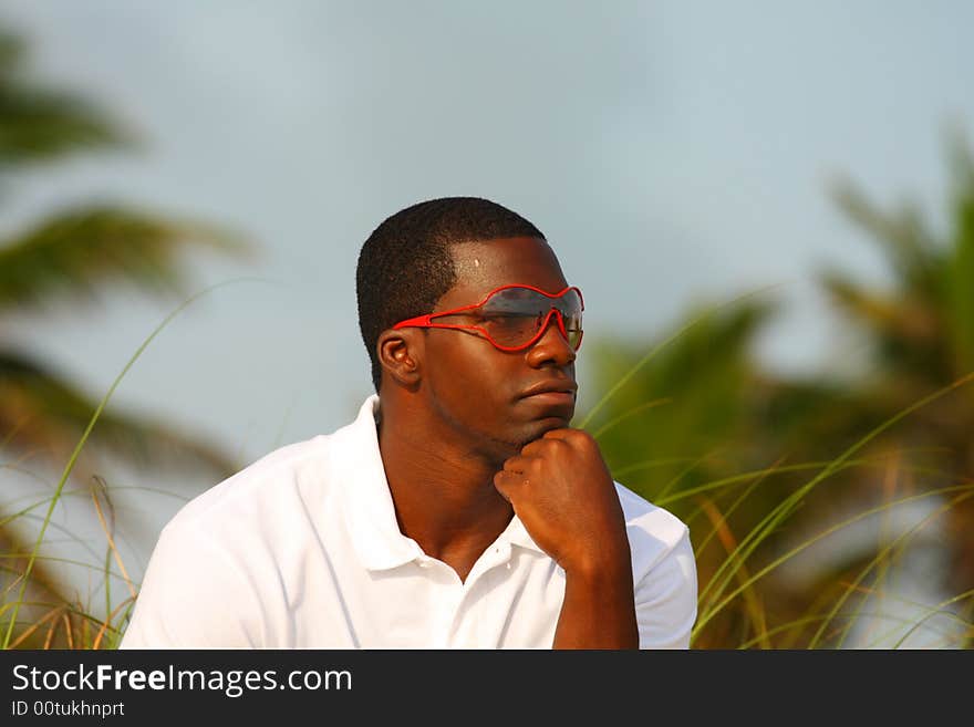 Pensive stylish man