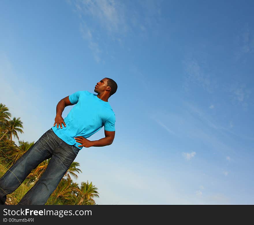 Young Black Man Standing Tall