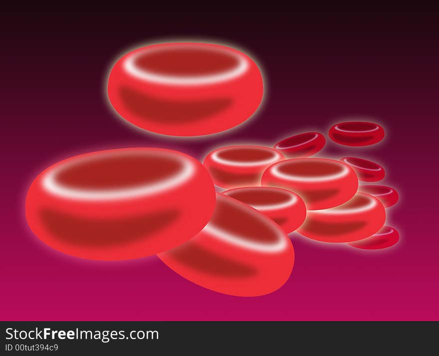 Blood cells flowing