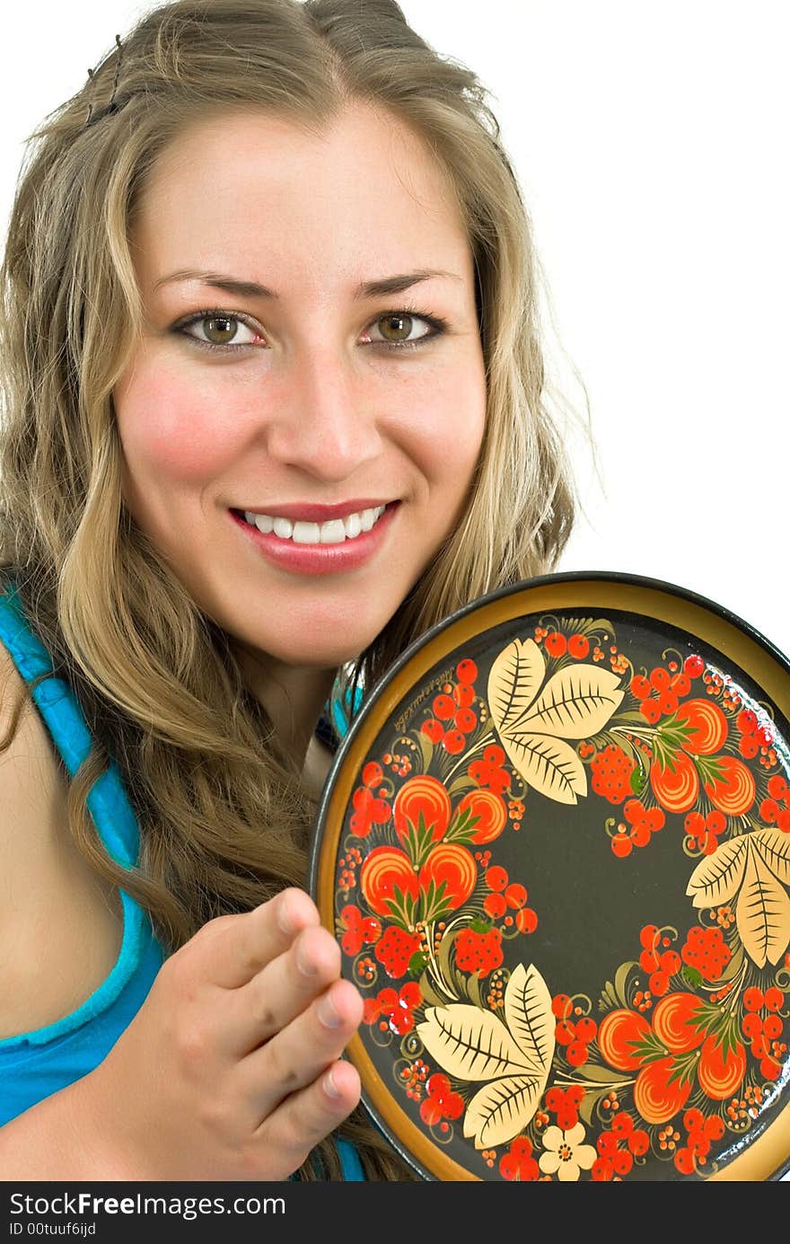 Young woman with a colorful dish