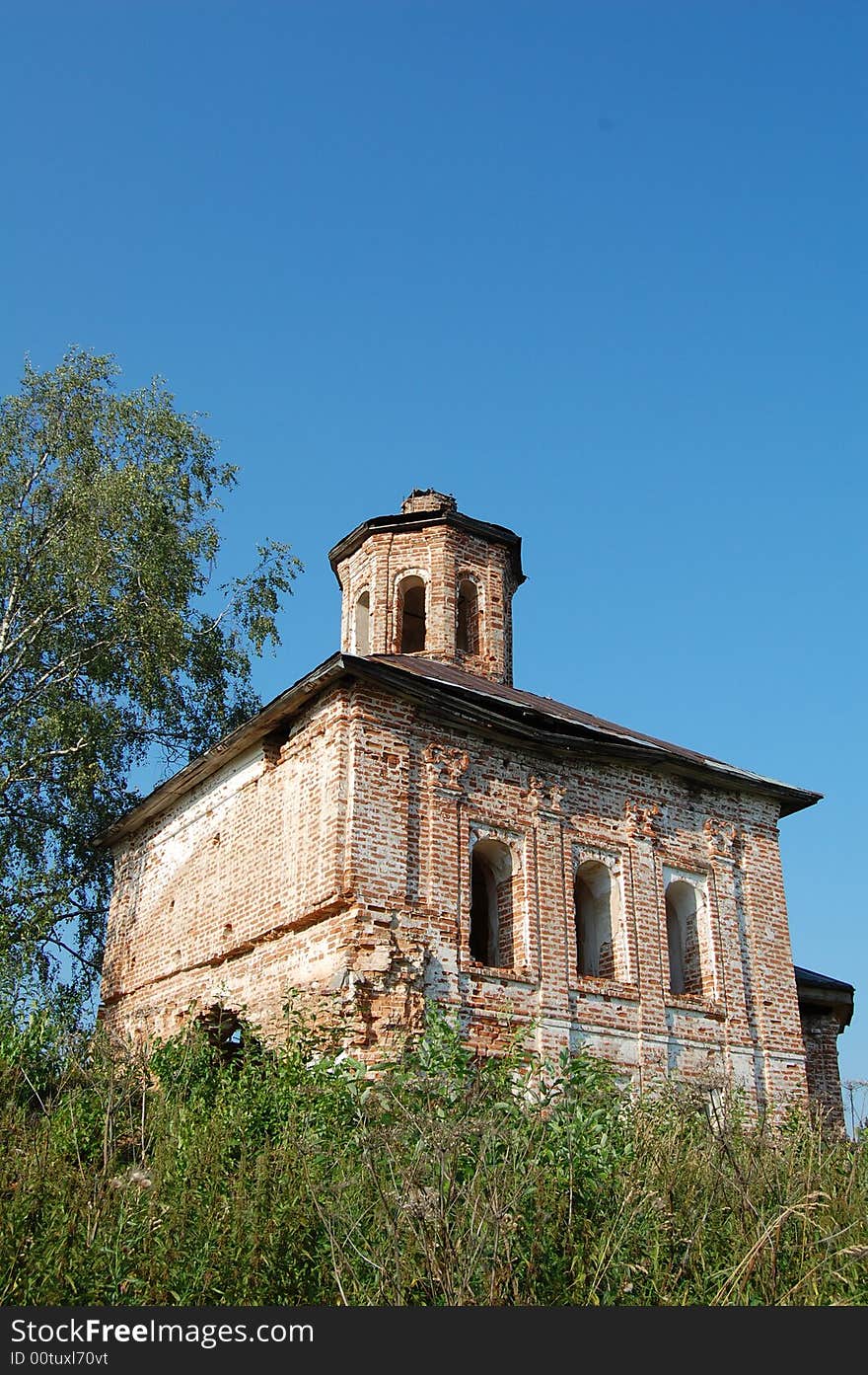 Ancient Church on mountains blue sky