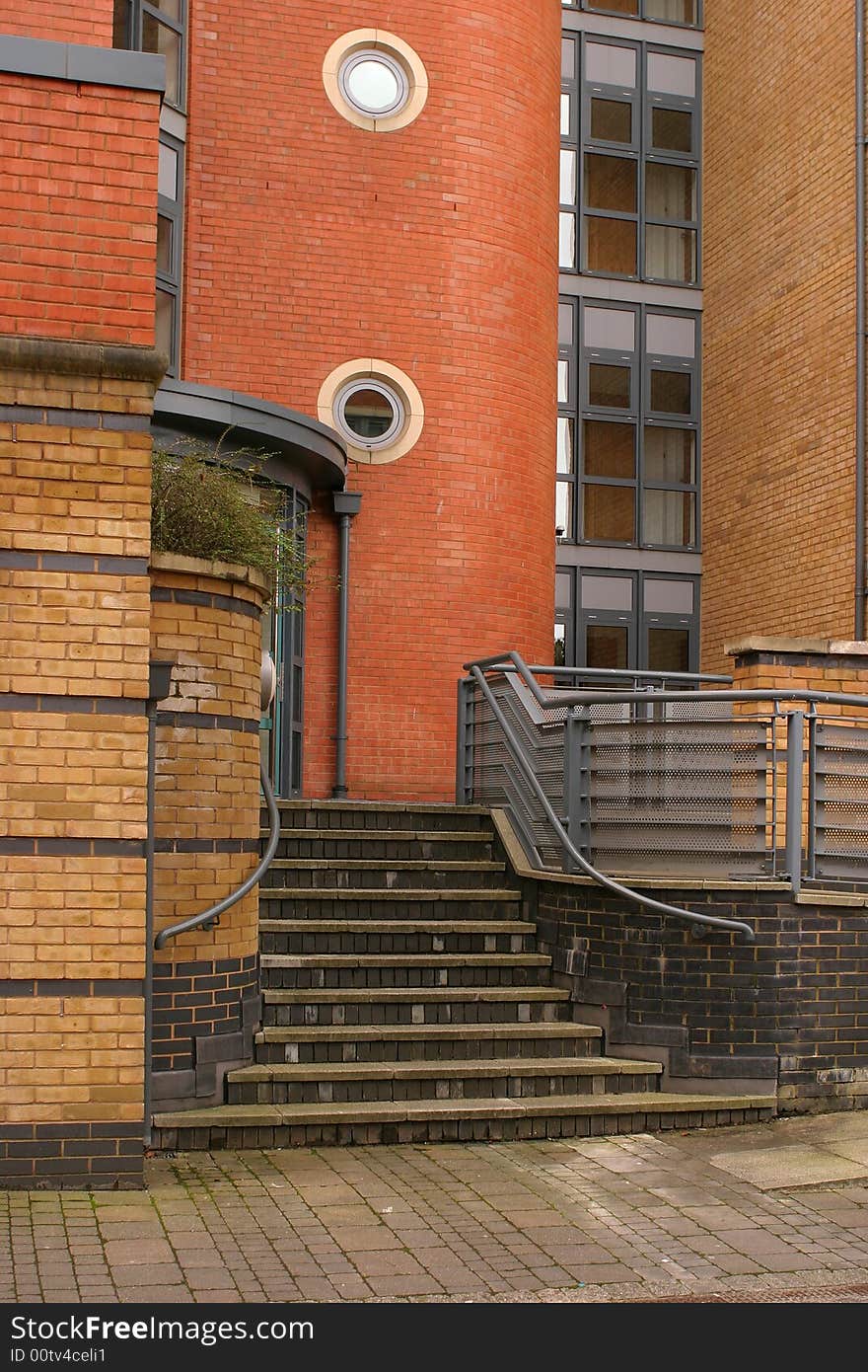 Architectural detail of the entrance to an apartment block. Architectural detail of the entrance to an apartment block