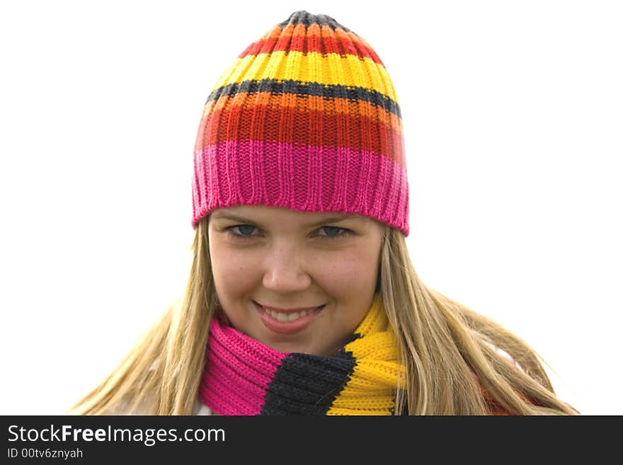 Smiling glam girl in cap. Smiling glam girl in cap