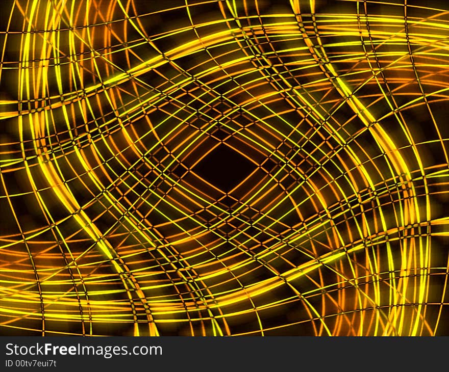 Abstract background with many yellow lines over black. Abstract background with many yellow lines over black