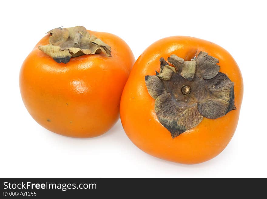 Orange persimmon on white background