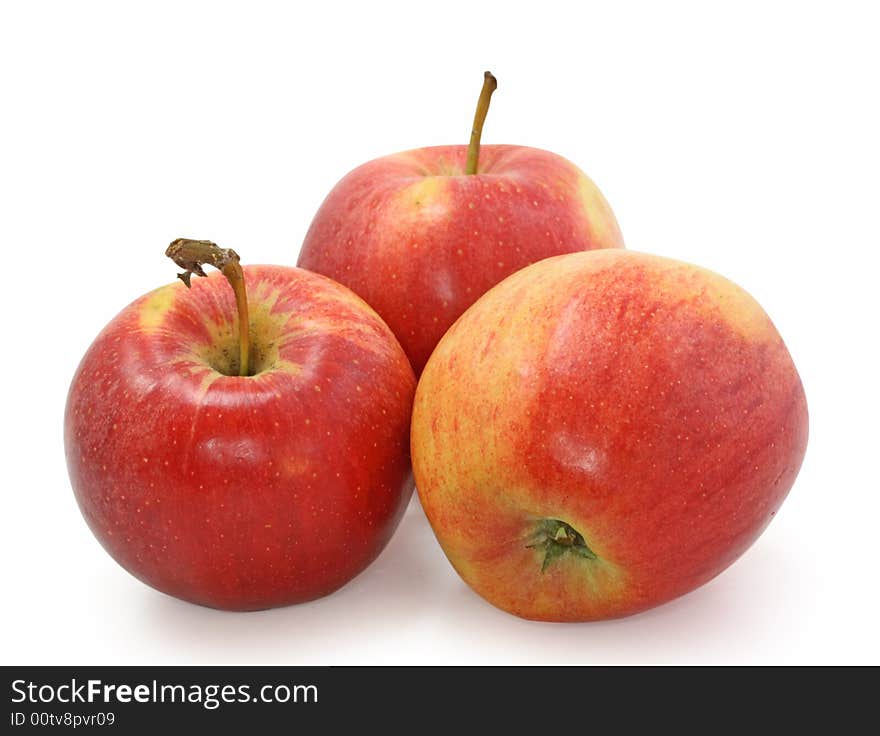 Three apples isolated on white background