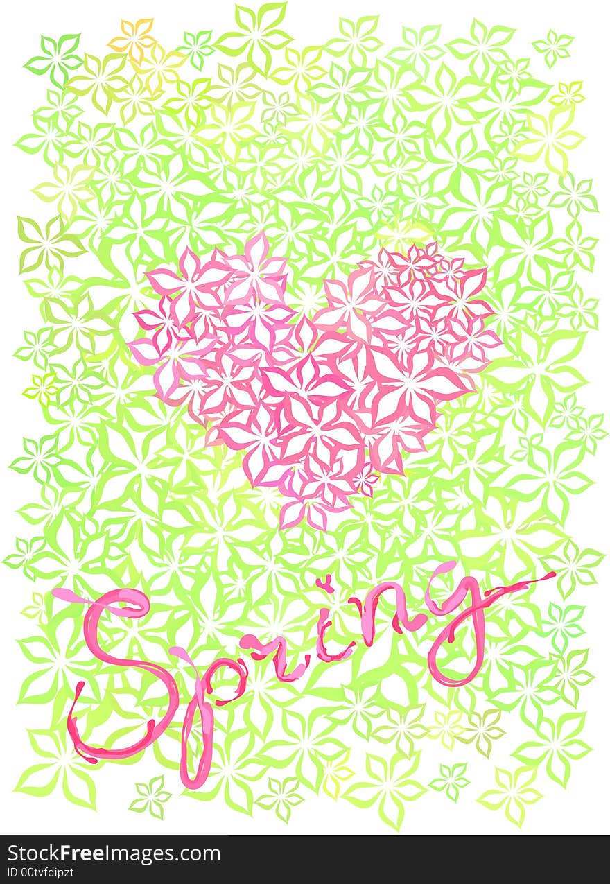 A floral background design with heart-shaped blooms. A floral background design with heart-shaped blooms.