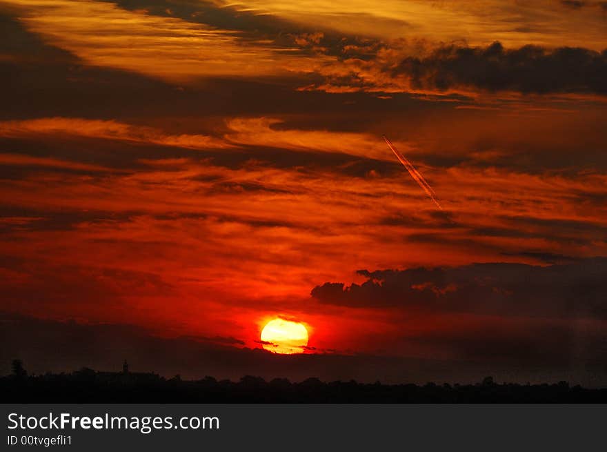 Sunset and Jet plane