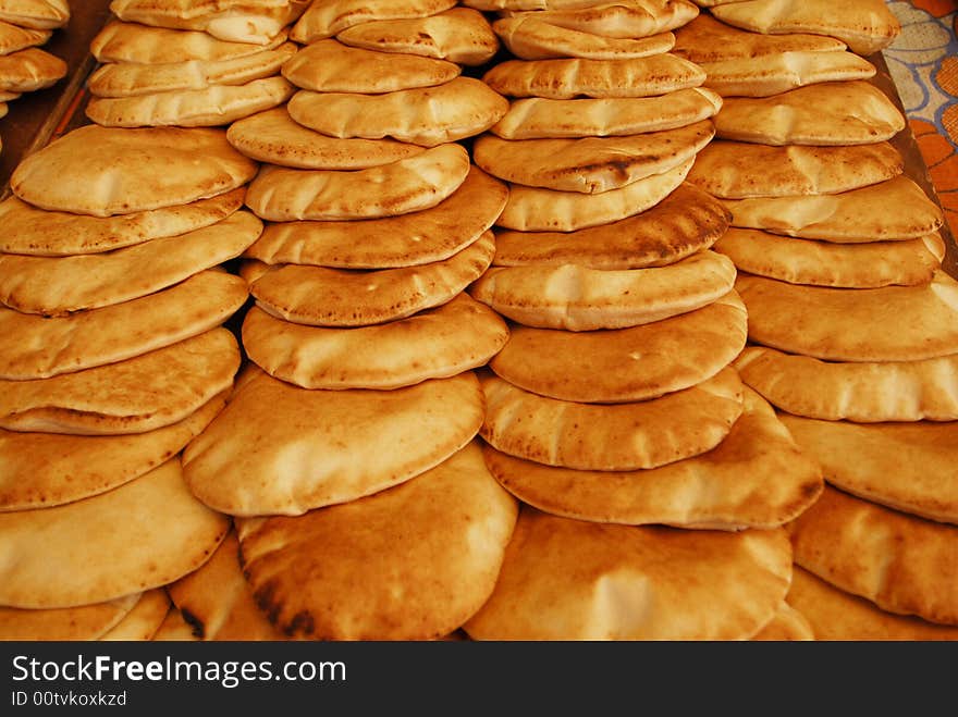 The Arabian bread in the marketplace