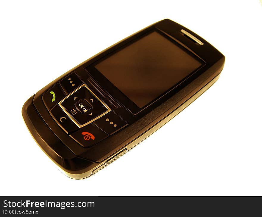 Black telephone isolated on the white background. Black telephone isolated on the white background