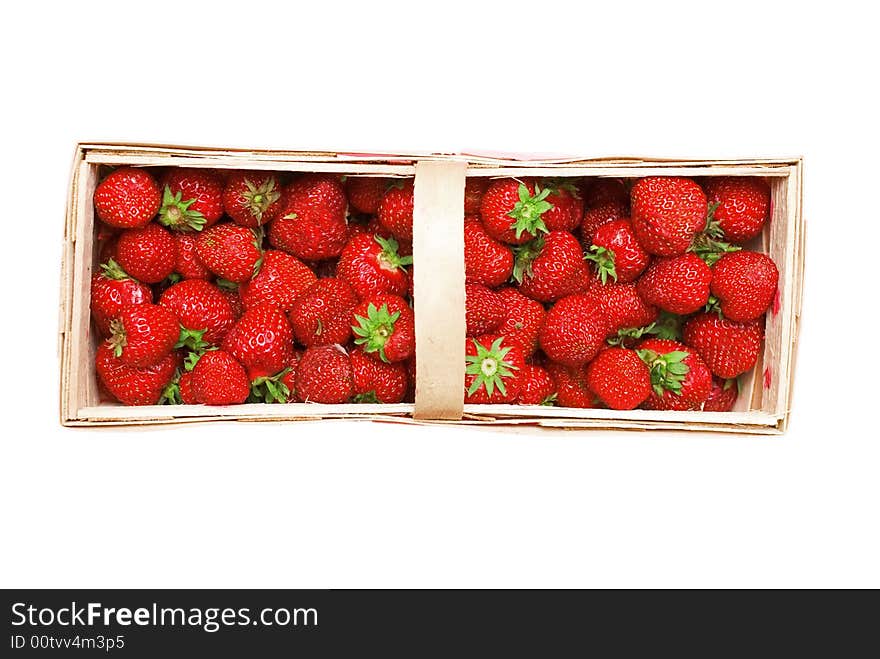 Strawberry basket on white background. Strawberry basket on white background