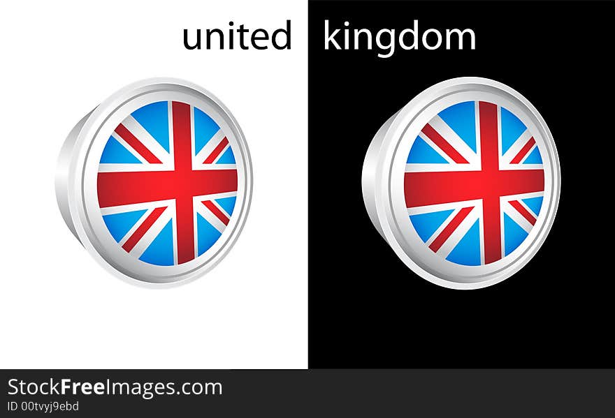 Illustration of button with United Kingdom flag. Illustration of button with United Kingdom flag