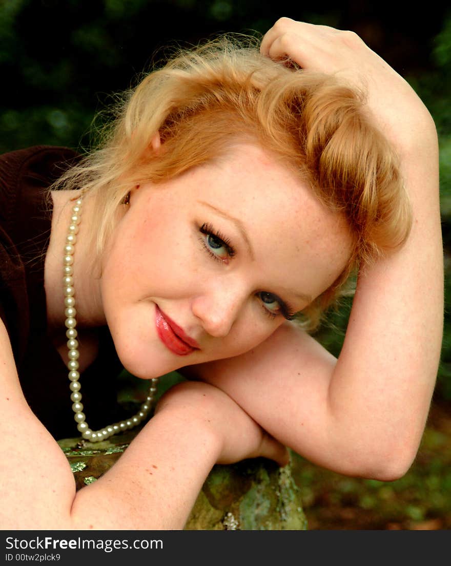 Closeup of Woman Lying on Bench