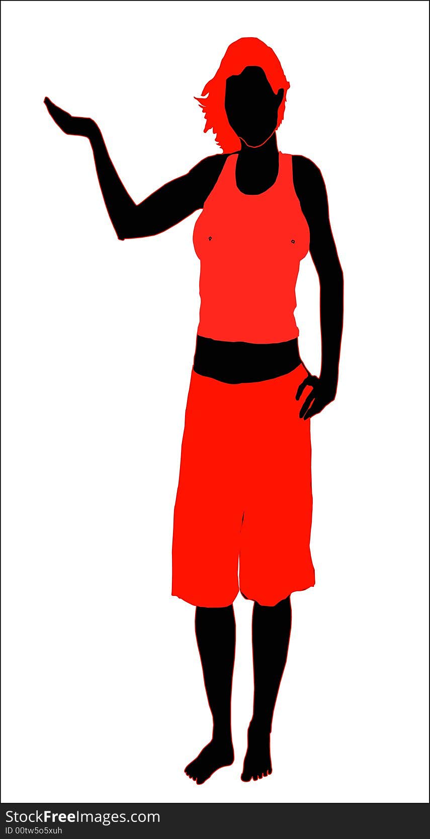 Silhouette of the girl in surf  shorts