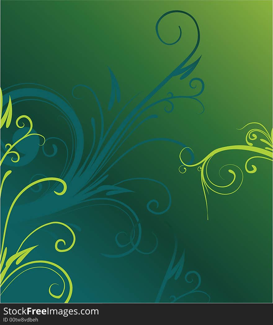 Illustration of green floral background