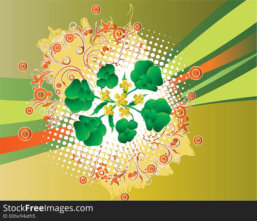 Spring floral background with half tone and circles. Spring floral background with half tone and circles