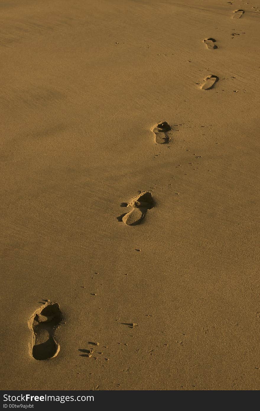 Footprint tracks on a beach in ireland. Footprint tracks on a beach in ireland