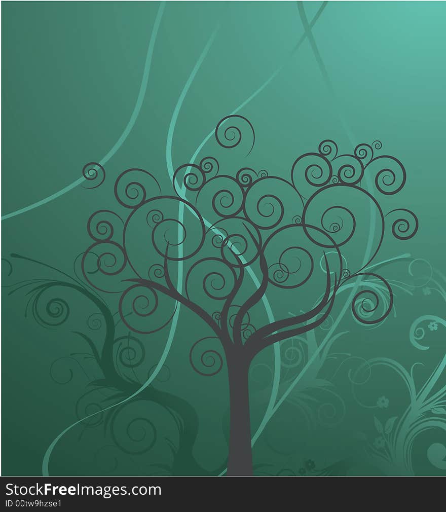 Abstract floral tree background illustration. Abstract floral tree background illustration