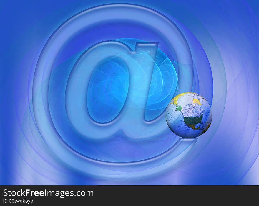 This design has a beautiful abstract background with soft, transparent layers. The @-sign holds the globe/world, being symbolic for World wide internet connections. This design has a beautiful abstract background with soft, transparent layers. The @-sign holds the globe/world, being symbolic for World wide internet connections.