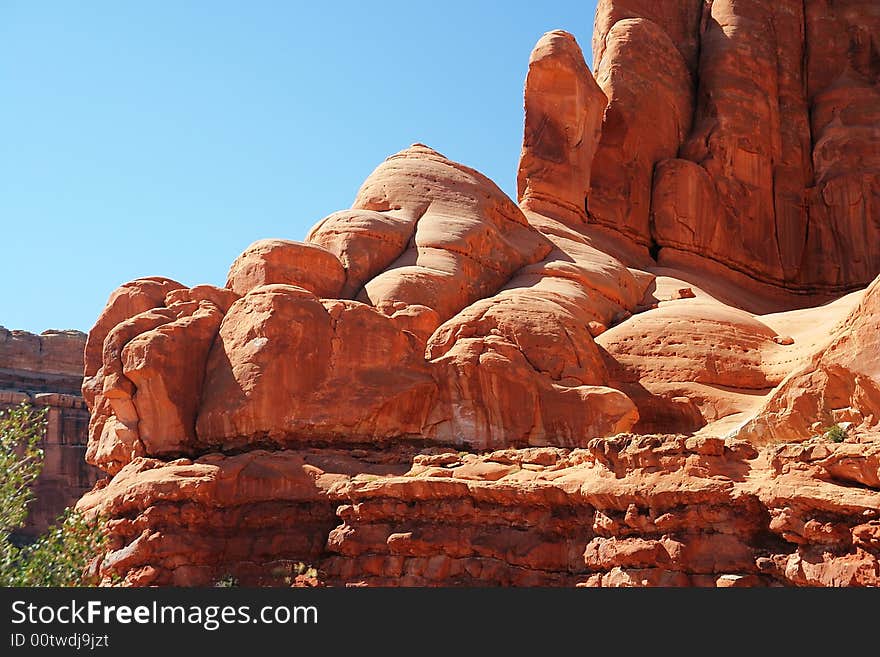 View of stone lion foot in Arches National Park, Utah, USA