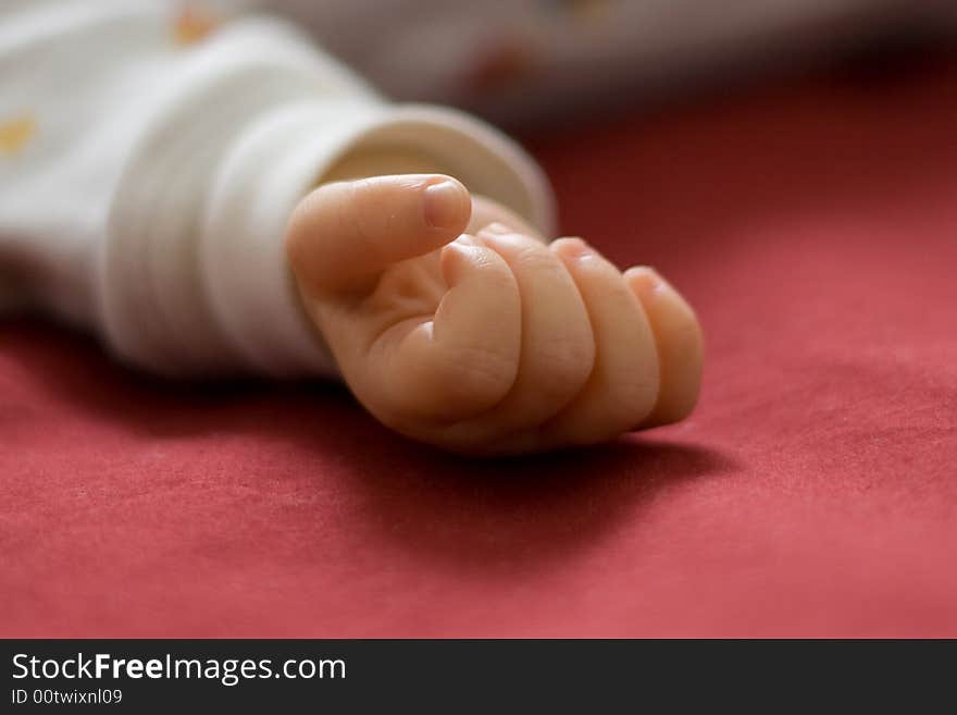 A hand of one month old girl. A hand of one month old girl