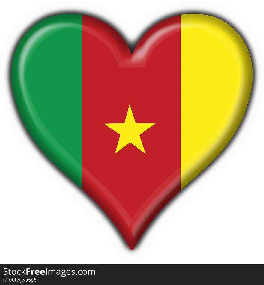 Cameroon american button heart flag